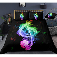 Note Print 3-Piece Duvet Cover Set Hotel Bedding Sets Comforter Cover with Soft Lightweight Microfiber,  Include 1 Duvet Cover,  2 Pillowcases for Double/Queen/King(1 Pillowcase for Twin/Single)