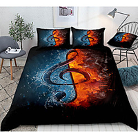 Note Print 3-Piece Duvet Cover Set Hotel Bedding Sets Comforter Cover with Soft Lightweight Microfiber,  Include 1 Duvet Cover,  2 Pillowcases for Double/Queen/King(1 Pillowcase for Twin/Single)