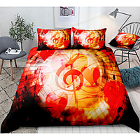 Note Print 3-Piece Duvet Cover Set Hotel Bedding Sets Comforter Cover with Soft Lightweight Microfiber,  Include 1 Duvet Cover,  2 Pillowcases for Double/Queen/King(1 Pillowcase for Twin/Single)