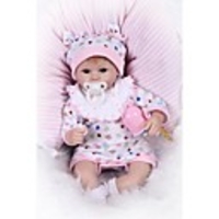 NPKCOLLECTION 18 inch Reborn Doll Girl Doll Baby Girl Newborn lifelike Gift Artificial Implantation Brown Eyes Cloth 3/4 Silicone Limbs and Cotton Filled Body with Clothes and Accessories for Girls