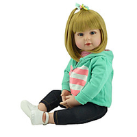 NPKCOLLECTION 20 inch Reborn Doll Baby Baby Girl Gift Hand Made Artificial Implantation Blue Eyes Cloth 3/4 Silicone Limbs and Cotton Filled Body with Clothes and Accessories for Girls