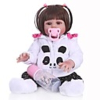 NPKCOLLECTION 20 inch Reborn Doll Baby Baby Girl Safety Gift Artificial Implantation Brown Eyes Full Body Silicone with Clothes and Accessories for Girls
