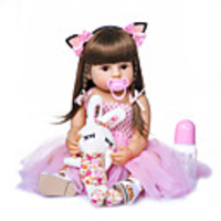 NPKCOLLECTION 22 inch Reborn Doll Baby Baby Girl Gift Cute Artificial Implantation Brown Eyes Full Body Silicone Silicone Silica Gel with Clothes and Accessories for Girls