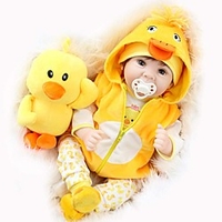 NPKCOLLECTION 22 inch Reborn Doll Baby Newborn Gift Artificial Implantation Brown Eyes Oxford Cloth Cotton Cloth 3/4 Silicone Limbs and Cotton Filled Body with Clothes and Accessories for Girls