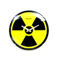 Nuclear Radiation Sign Luminous Mute Rimless Convex Glass Wall Clock