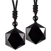 obsidian/tiger-stone natural stone amulet hexagram pendant necklace for him/her couples men women