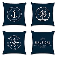 Ocean Double Side Cushion Cover 4PC Soft Decorative Square Throw Pillow Cover Cushion Case Pillowcase for Sofa Bedroom Superior Quality Machine Washable miniinthebox