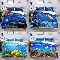Ocean Landscape 3-Piece Duvet Cover Set Hotel Bedding Sets Comforter Cover with Soft Lightweight Microfiber,  Include 1 Duvet Cover,  2 Pillowcases (1 Pillowcase for Twin/Single) miniinthebox