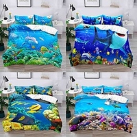 Ocean Landscape 3-Piece Duvet Cover Set Hotel Bedding Sets Comforter Cover with Soft Lightweight Microfiber,  Include 1 Duvet Cover,  2 Pillowcases (1 Pillowcase for Twin/Single) miniinthebox