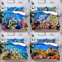Ocean Landscape 3-Piece Duvet Cover Set Hotel Bedding Sets Comforter Cover with Soft Lightweight Microfiber,  Include 1 Duvet Cover,  2 Pillowcases (1 Pillowcase for Twin/Single) miniinthebox
