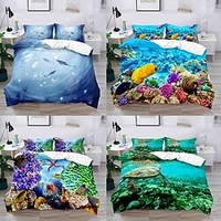 Ocean Landscape 3-Piece Duvet Cover Set Hotel Bedding Sets Comforter Cover with Soft Lightweight Microfiber,  Include 1 Duvet Cover,  2 Pillowcases (1 Pillowcase for Twin/Single) miniinthebox