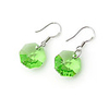Octagon Crystal And 925 Sterling Silver With Platinum Plated Earrings