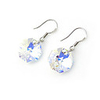 Octagon Crystal And 925 Sterling Silver With Platinum Plated Earrings