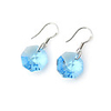 Octagon Crystal And 925 Sterling Silver With Platinum Plated Earrings
