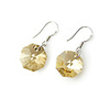 Octagon Crystal And 925 Sterling Silver With Platinum Plated Earrings