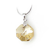 Octagon Crystal And 925 Sterling Silver With Platinum Plated Pendant - Champagne