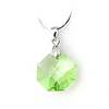 Octagon Crystal And 925 Sterling Silver With Platinum Plated Pendant - Green