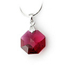 Octagon Crystal And 925 Sterling Silver With Platinum Plated Pendant - Red