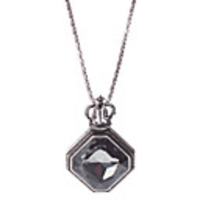 Octagon Gem Crown Antique Silver Necklace