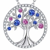 october birthstone pink tourmaline necklace for wife birthday gifts mom women tree of life pendant sterling silver blue sapphire jewelry
