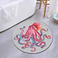 Octopus In The Ocean Round Mat Carpet Door Mat Bedroom Living Room Carpet Study Room Carpet Kitchen Bathroom Anti-slip Mat