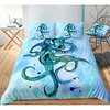 Octopus Print 3-Piece Duvet Cover Set Hotel Bedding Sets Comforter Cover with Soft Lightweight Microfiber,  Include 1 Duvet Cover,  2 Pillowcases for Double/Queen/King(1 Pillowcase for Twin/Single)