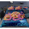 Octopus Print 3-Piece Duvet Cover Set Hotel Bedding Sets Comforter Cover with Soft Lightweight Microfiber,  Include 1 Duvet Cover,  2 Pillowcases for Double/Queen/King(1 Pillowcase for Twin/Single)