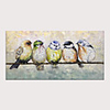 Oil Hand Painting Five Birds on The Branch Warm Color Painting for Home Decoration with Stretched Frame Ready to Hang With Stretched Frame