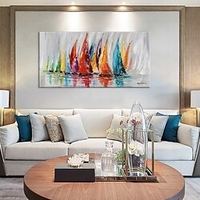 Oil Painting 100% Handmade Hand Painted Wall Art On Canvas Colorful Sailboat Abstract Modern Home Decoration Decor Rolled Canvas No Frame Unstretched miniinthebox