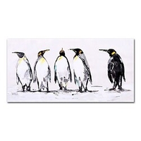 Oil Painting 100% Handmade Hand Painted Wall Art On Canvas Horizontal Abstract Penguins Animals Modern Home Decoration Decor Rolled Canvas No Frame Unstretched miniinthebox