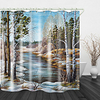 Oil painting Beautiful Landscape Print Waterproof Fabric Shower Curtain for Bathroom Home Decor Covered Bathtub Curtains Liner Includes with Hooks