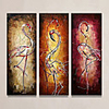 Oil Painting Hand Painted - Abstract Animals Modern Rolled Canvas (No Frame) / Three Panels