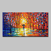 Oil Painting Hand Painted - Abstract Landscape Abstract Landscape Modern With Stretched Frame / Stretched Canvas With Stretched Frame