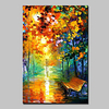 Oil Painting Hand Painted - Abstract Landscape Modern With Stretched Frame With Stretched Frame miniinthebox