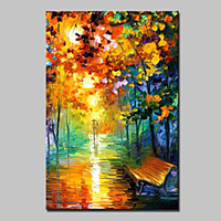 Oil Painting Hand Painted - Abstract Landscape Modern With Stretched Frame With Stretched Frame miniinthebox