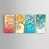 Oil Painting Hand Painted - Abstract Landscape Still Life Modern With Stretched Frame / Four Panels With Stretched Frame