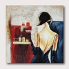 Oil Painting Hand Painted - Abstract People Comtemporary Modern Stretched Canvas miniinthebox