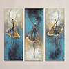 Oil Painting Hand Painted - Abstract People Modern Rolled Canvas (No Frame) / Three Panels