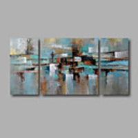 Oil Painting Hand Painted Abstract Modern Stretched Canvas / Three Panels With Stretched Frame