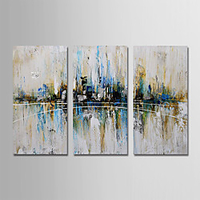 Oil Painting Hand Painted Abstract Modern Stretched Canvas / Three Panels With Stretched Frame