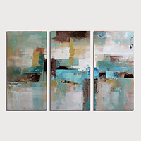 Oil Painting Hand Painted Abstract Modern Stretched Canvas / Three Panels With Stretched Frame