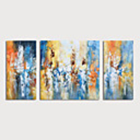 Oil Painting Hand Painted Abstract Modern Stretched Canvas / Three Panels With Stretched Frame