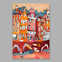 Oil Painting Hand Painted Abstract Modern Stretched Canvas With Stretched Frame