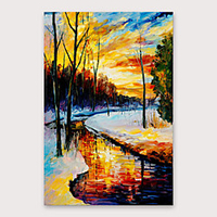 Oil Painting Hand Painted Abstract Modern Stretched Canvas With Stretched Frame