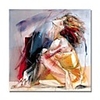 Oil Painting Hand Painted Abstract People Comtemporary Modern Stretched Canvas With Stretched Frame