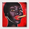 Oil Painting Hand Painted Abstract People Comtemporary Modern Stretched Canvas With Stretched Frame