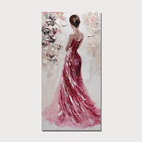 Oil Painting Hand Painted Abstract People Modern Stretched Canvas With Stretched Frame