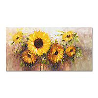 Oil Painting Hand Painted Abstract SunFlowers Canvas Painting Comtemporary Simple Modern Stretched Canvas Ready to Hang miniinthebox