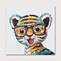 Oil Painting Hand Painted Animals Pop Art Modern Stretched Canvas With Stretched Frame