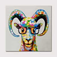 Oil Painting Hand Painted Animals Pop Art Modern Stretched Canvas With Stretched Frame